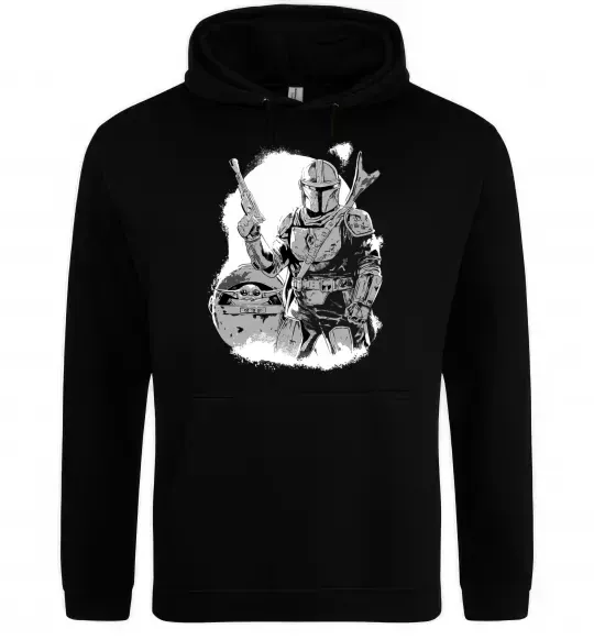 Женская толстовка (худи) Мандалорець та Йода Черный фото