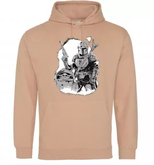 Женская толстовка (худи) Мандалорець та Йода Песочный фото