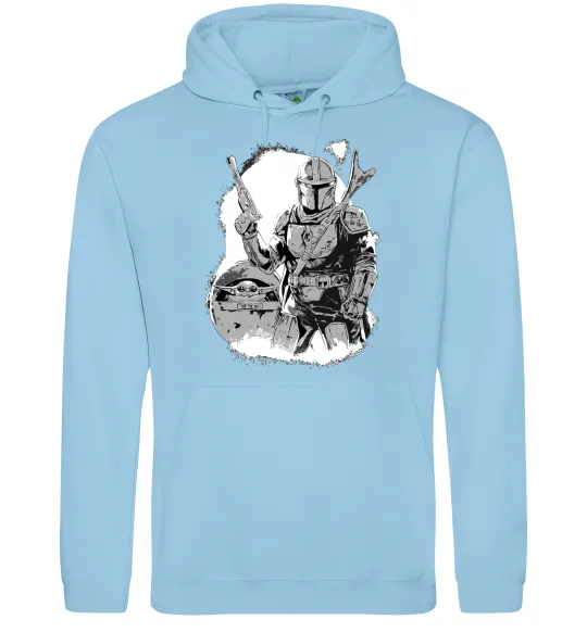 Жіноча толстовка (худі) Мандалорець та Йода Блакитний фото