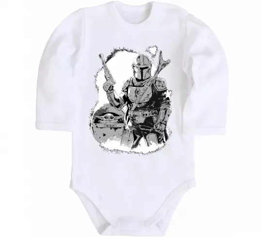 Детский боди Мандалорець та Йода Белый фото