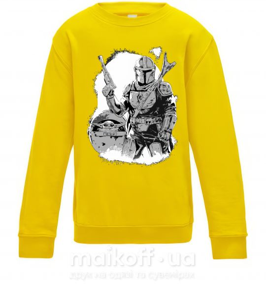 Дитячий світшот Мандалорец и Йода Сонячно жовтий фото