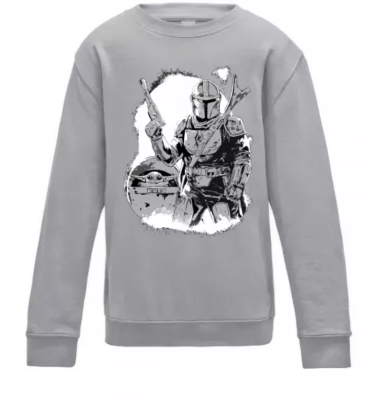 Детский Свитшот Мандалорець та Йода Серый меланж фото