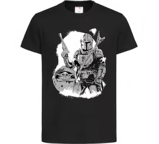 Дитяча футболка Мандалорець та Йода Чорний фото