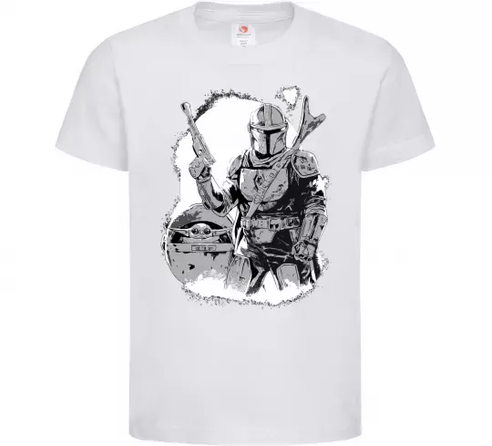 Дитяча футболка Мандалорець та Йода Білий фото