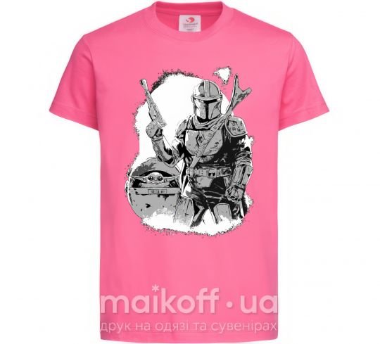 Детская футболка Мандалорец и Йода Ярко-розовый фото