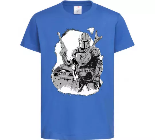 Дитяча футболка Мандалорець та Йода Яскраво-синій фото