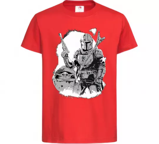 Дитяча футболка Мандалорець та Йода Червоний фото
