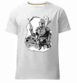 Мужская премиум футболка Baby Yoda Grogu Белый фото