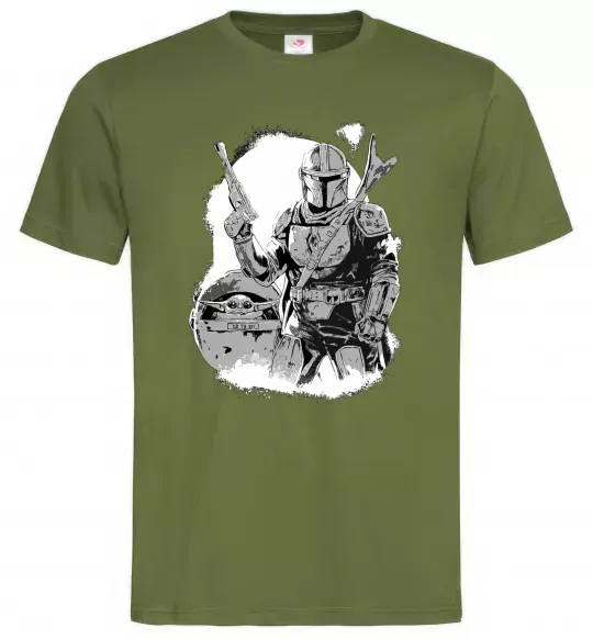 Мужская футболка Мандалорець та Йода Оливковый фото