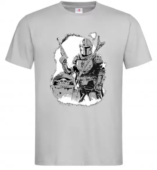 Мужская футболка Мандалорець та Йода Серый фото