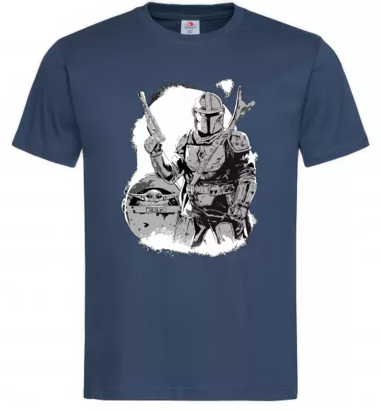 Мужская футболка Мандалорець та Йода Темно-синий фото