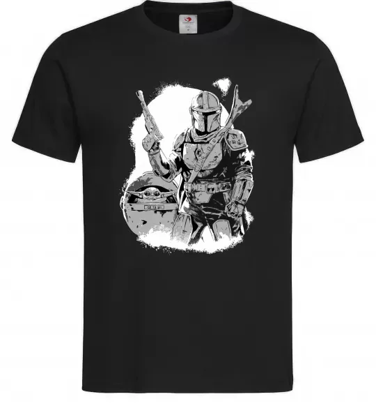 Мужская футболка Мандалорець та Йода Черный фото