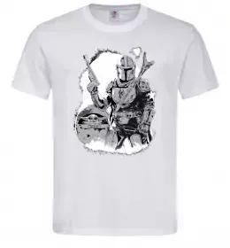 Мужская футболка Мандалорець та Йода Белый фото