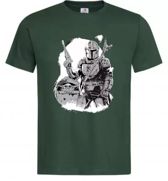 Мужская футболка Мандалорець та Йода Темно-зеленый фото