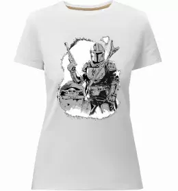 Женская премиум футболка Baby Yoda Grogu Белый фото