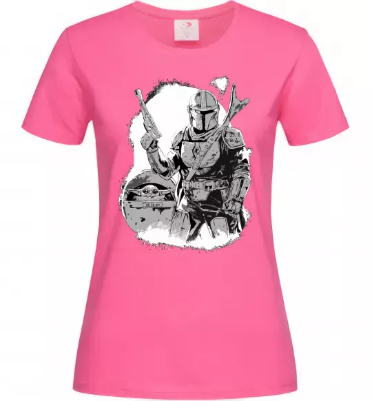 Женская футболка Мандалорець та Йода Ярко-розовый фото