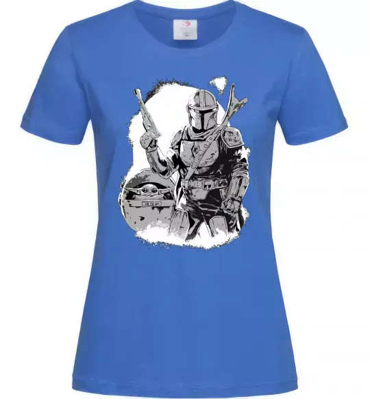Женская футболка Мандалорець та Йода Ярко-синий фото