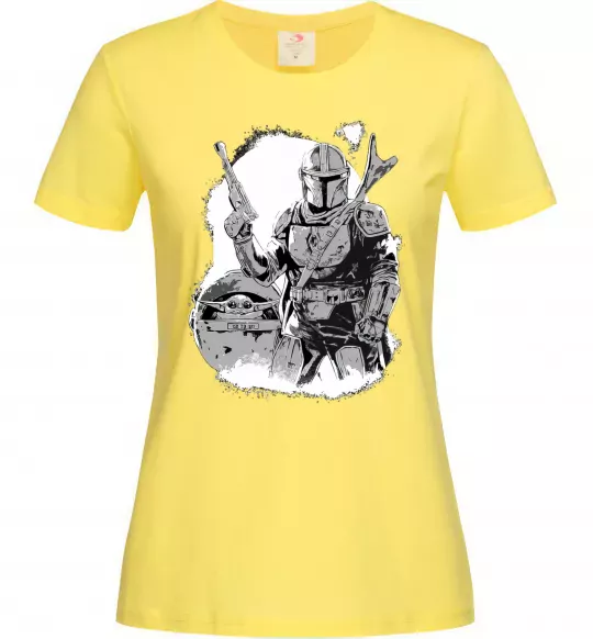 Женская футболка Мандалорець та Йода Лимонный фото