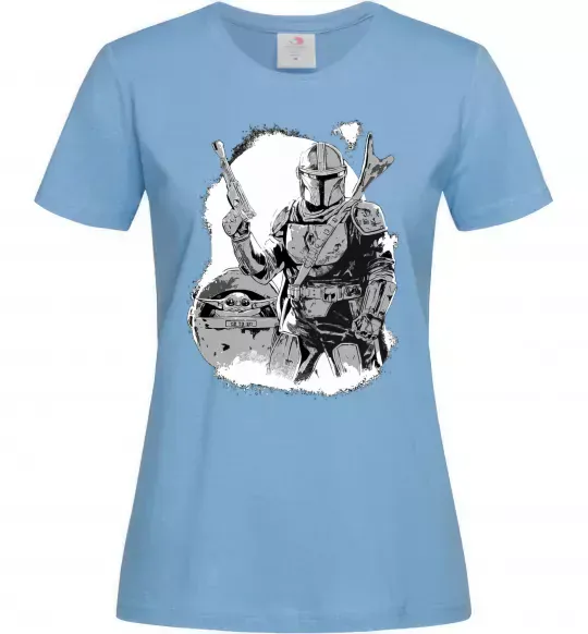 Женская футболка Мандалорець та Йода Голубой фото