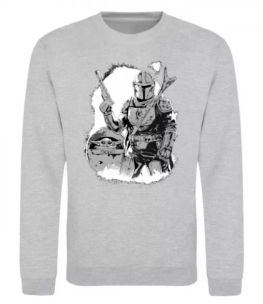 Світшот Мандалорець та Йода Сірий меланж фото