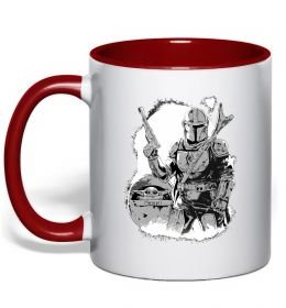 Чашка с цветной ручкой Мандалорець та Йода