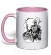 Чашка с цветной ручкой Мандалорец и Йода Нежно розовый фото