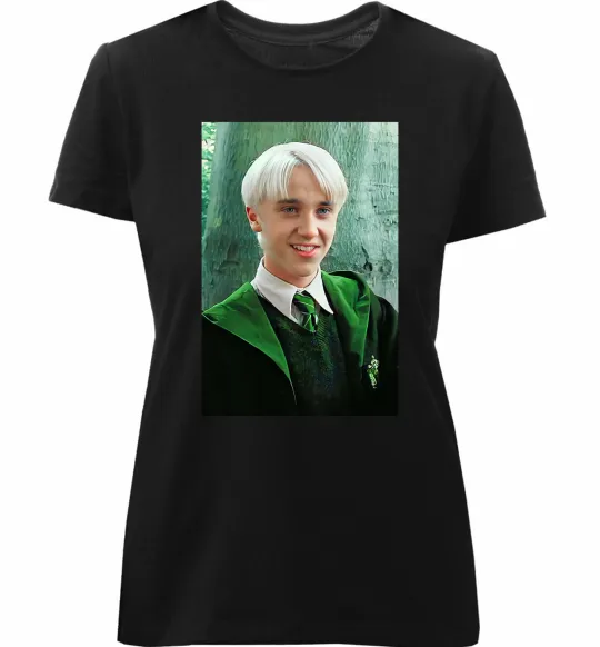 Женская премиум футболка Малфой у мантії Черный фото