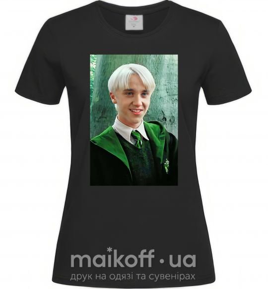 Жіноча футболка Малфой у мантії Чорний фото