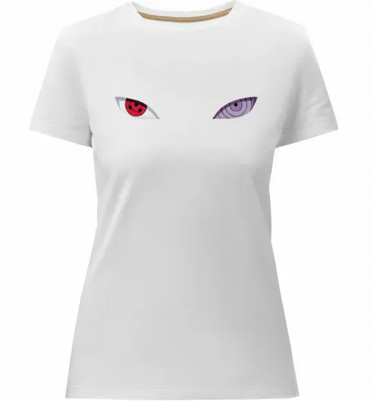 Женская премиум футболка Наруто очі Белый фото