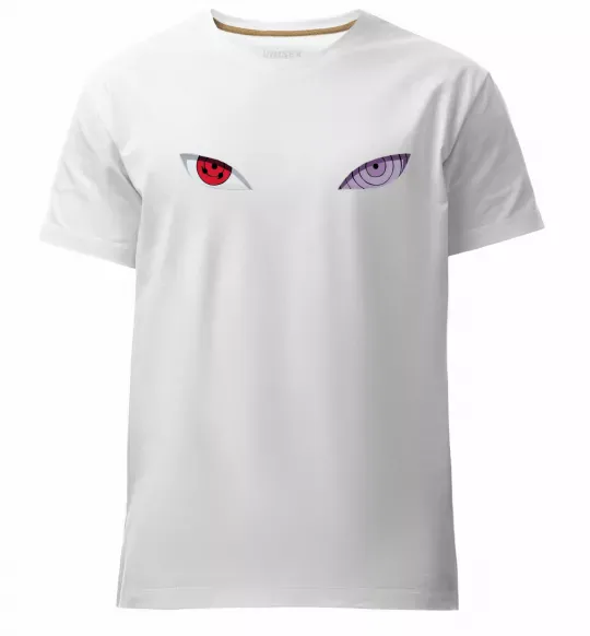 Мужская премиум футболка Наруто очі Белый фото