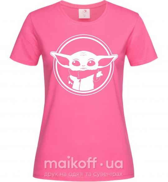 Жіноча футболка Маленький Йода Яскраво-рожевий фото