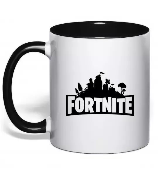 Чашка с цветной ручкой Fortnite logo Черный фото