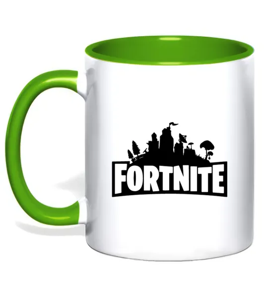 Чашка с цветной ручкой Fortnite logo Лаймовый фото