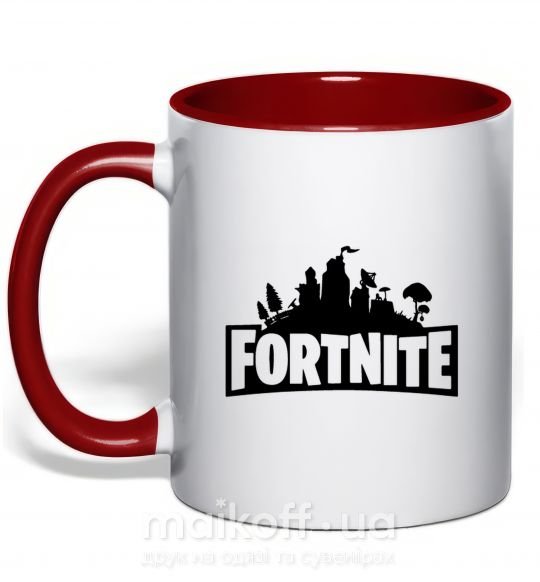 Чашка с цветной ручкой Fortnite logo Красный фото