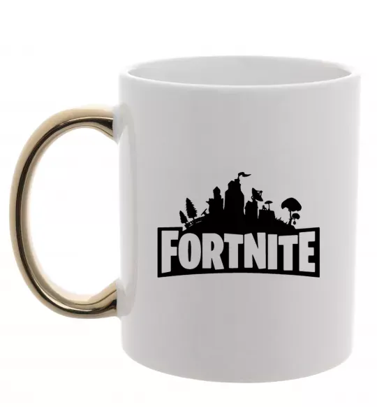 Чашка с цветной ручкой Fortnite logo Золото фото