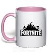 Чашка з кольоровою ручкою Fortnite logo Ніжно рожевий фото