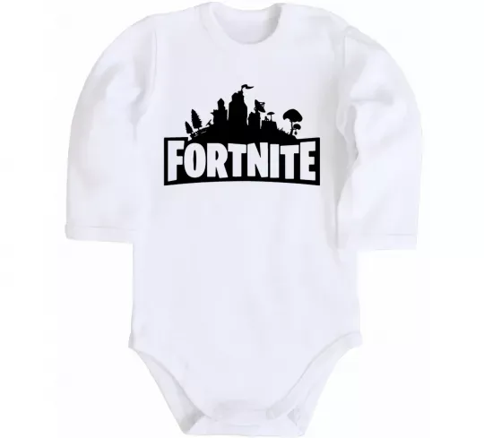 Детский боди Fortnite logo Белый фото