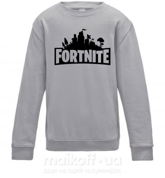 Детский Свитшот Fortnite logo Серый меланж фото