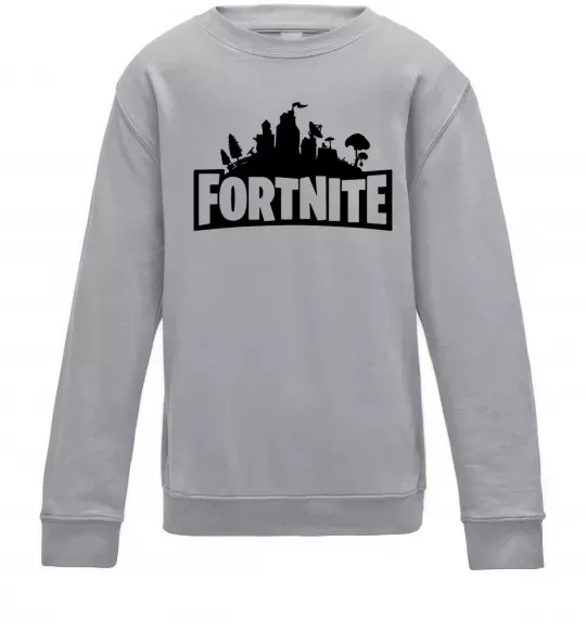 Детский Свитшот Fortnite logo Серый меланж фото