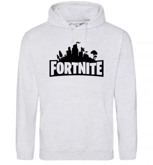 Чоловіча толстовка (худі) Fortnite logo Сірий меланж фото