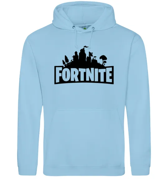Мужская толстовка (худи) Fortnite logo Голубой фото