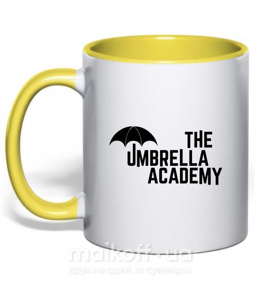 Чашка з кольоровою ручкою The umbrella academy logo Сонячно жовтий фото