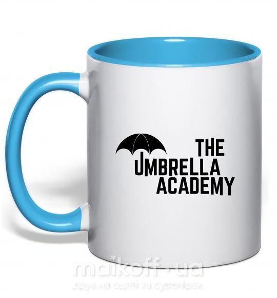 Чашка з кольоровою ручкою The umbrella academy logo Блакитний фото