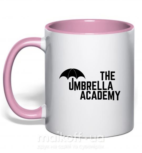 Чашка з кольоровою ручкою The umbrella academy logo Ніжно рожевий фото