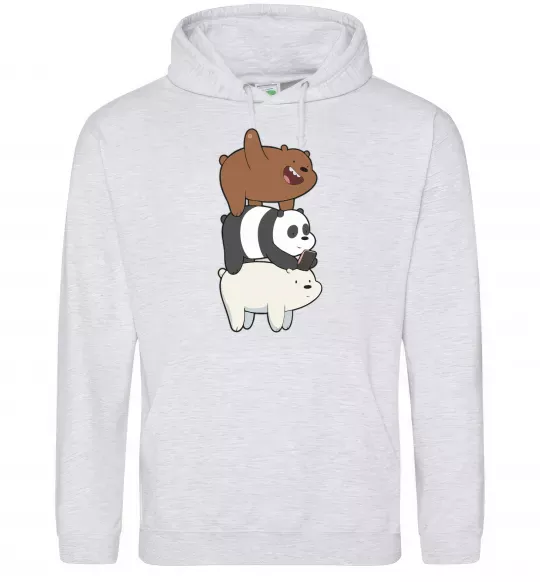 Мужская толстовка (худи) We bare bears Серый меланж фото