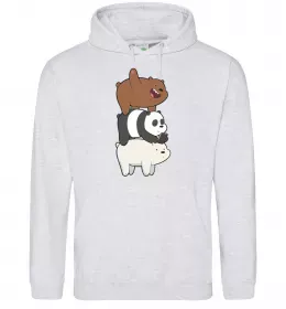Мужская толстовка (худи) We bare bears Серый меланж фото