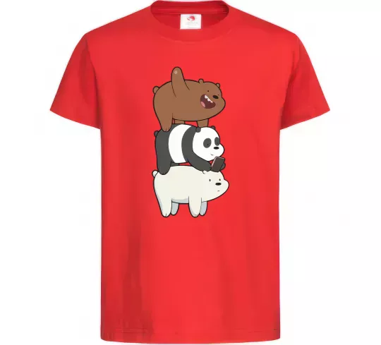 Дитяча футболка We bare bears Червоний фото