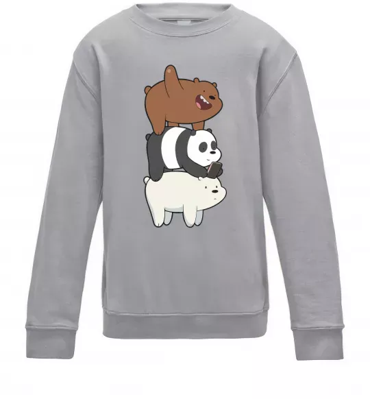 Детский Свитшот We bare bears Серый меланж фото