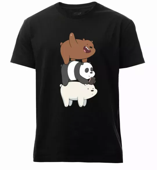 Мужская премиум футболка We bare bears Черный фото