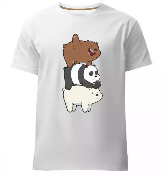 Мужская премиум футболка We bare bears Белый фото